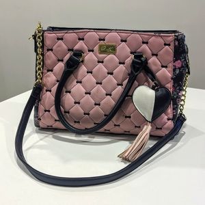 Quilted Betsey Johnson Handbag with Crossbody Strap